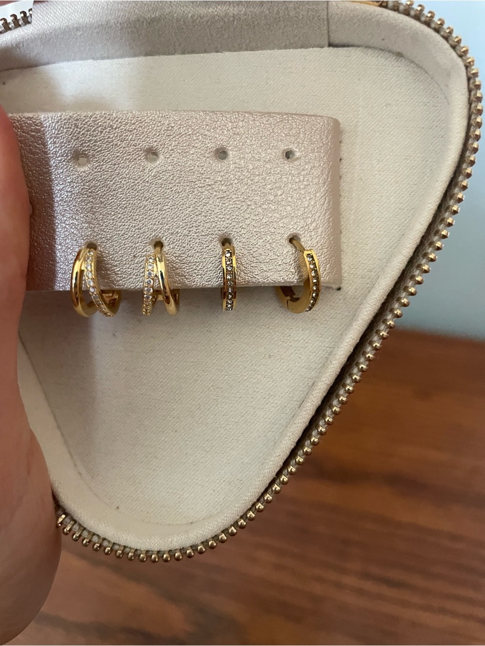 Gold CZ Huggie Hoop Earrings